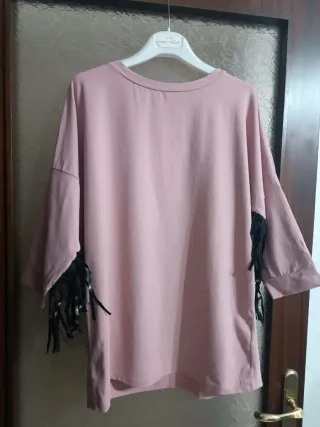 Maglione donna manica lunga con frange