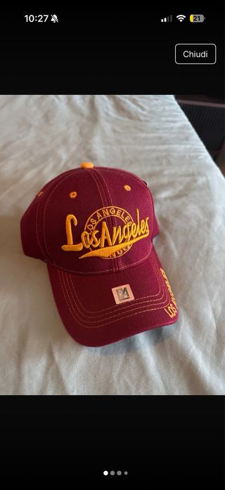 Cappello Los Angeles rosso e oro