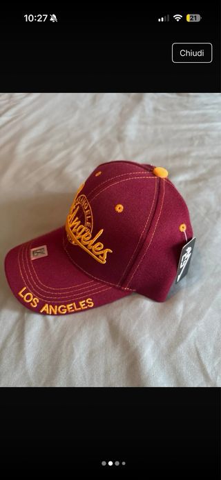 Cappello Los Angeles rosso e oro