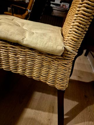 4 Sillas de Comedor Mimbre y Teca Nuevas