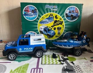 Pinypon Policía: Coche, Barco y Figuras
