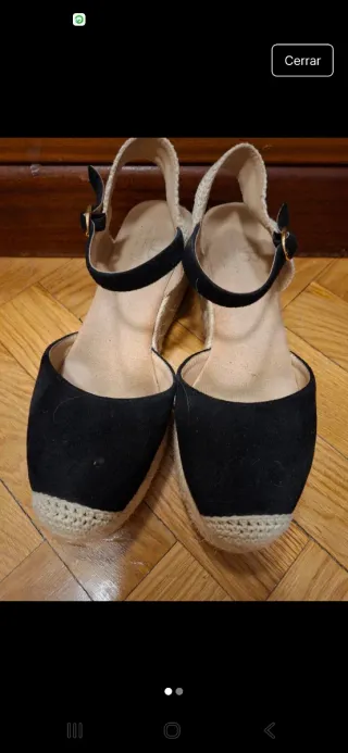 Sandalias esparto cuña negras y beige