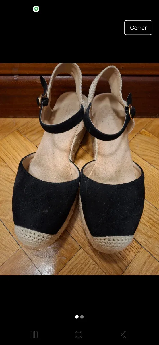 Sandalias esparto cuña negras y beige