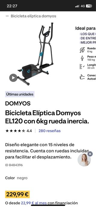 Bicicleta Elíptica Domyos EL120