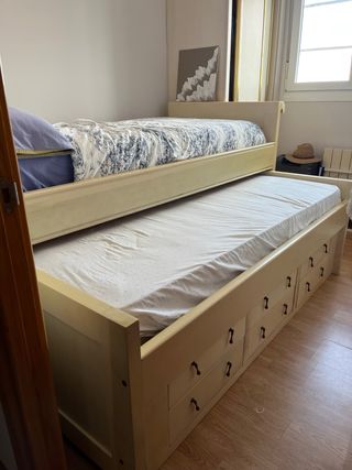 Cama nido madera maciza de pino beige