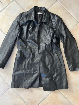 Cappotto Vera Pelle Nero Taglia L
