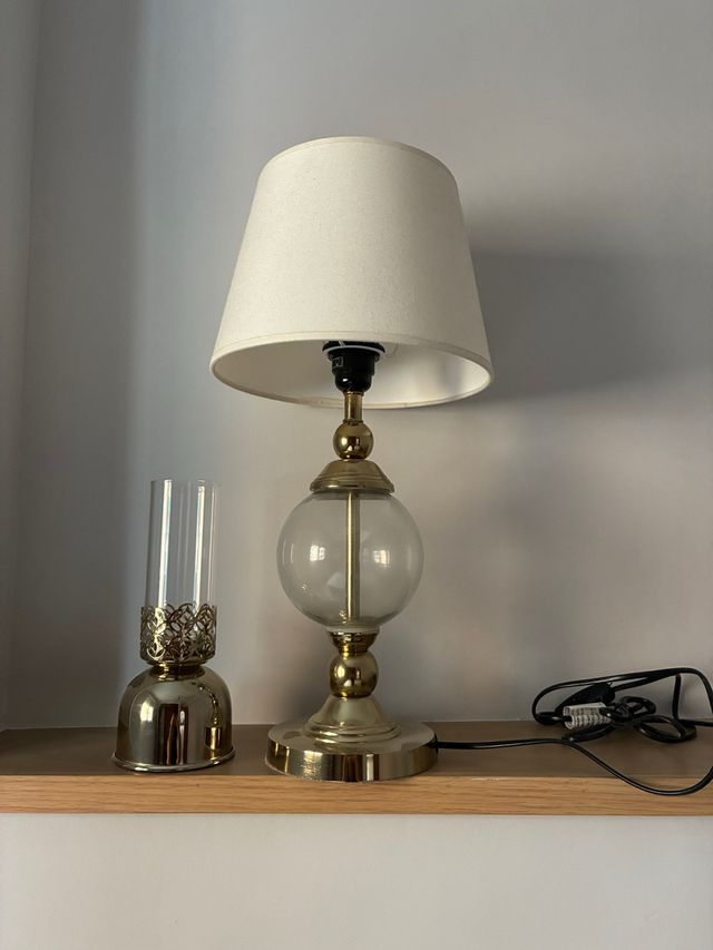 Lámpara de mesa acero cromado y cristal