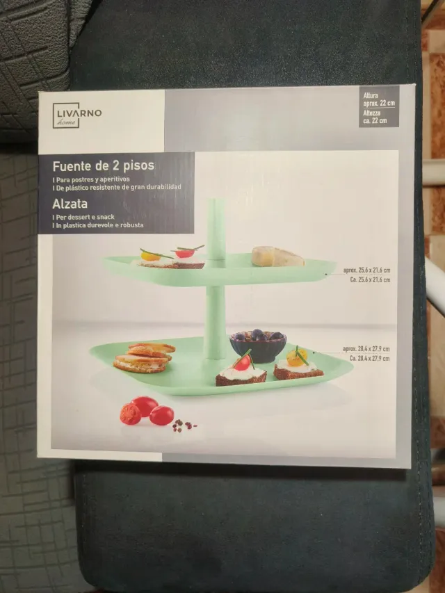 Fuente 2 pisos para postres y  aperitivos