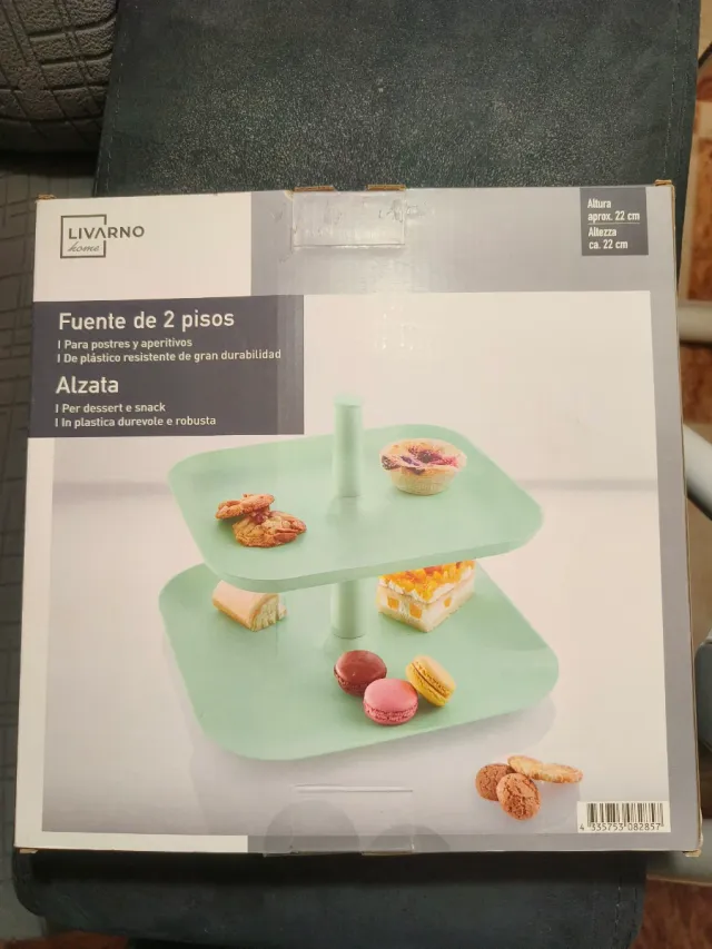 Fuente 2 pisos para postres y  aperitivos