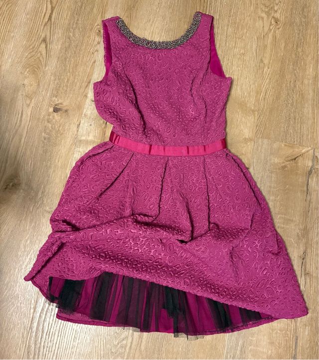 Vestido fiesta rosa/morado con pedrería