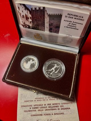San Marino 2 Monete Argento 1987 Universiadi-Proof