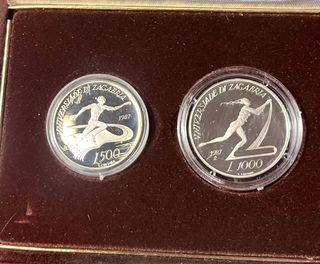 San Marino 2 Monete Argento 1987 Universiadi-Proof