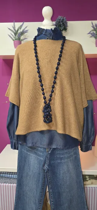 Jersey punto viscosa camel manga codo