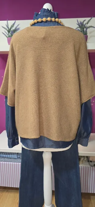 Jersey punto viscosa camel manga codo