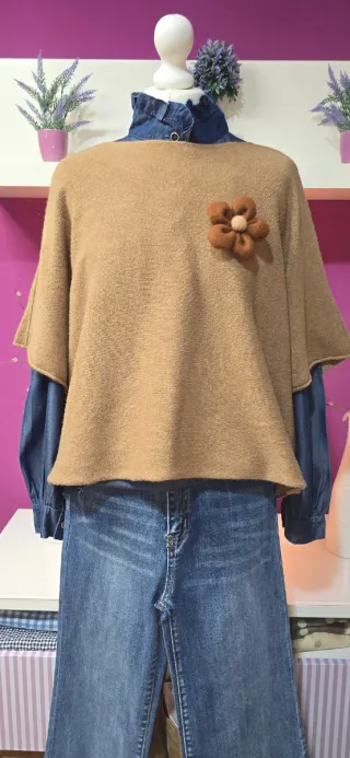 Jersey punto viscosa camel manga codo