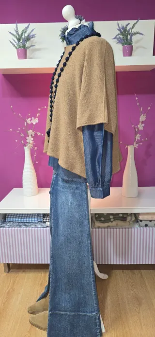 Jersey punto viscosa camel manga codo