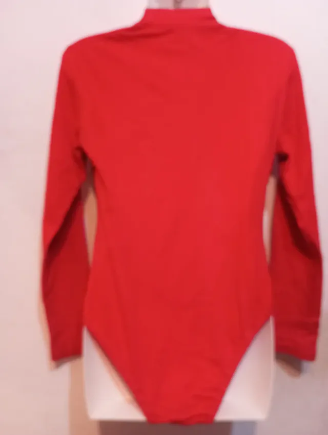 Body mujer manga larga cuadros rojo