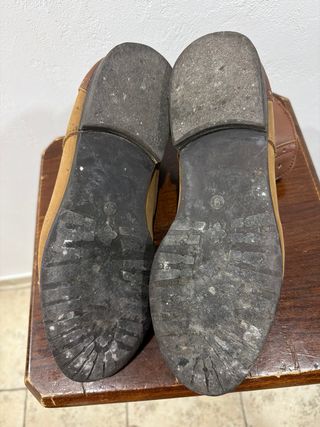 Botines de piel beige y marrón