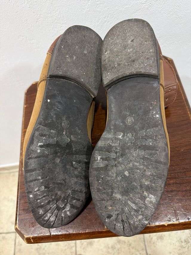 Botines de piel beige y marrón