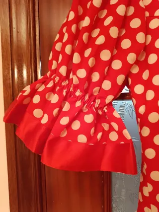 Vestido Flamenca Rojo Lunares Blancos