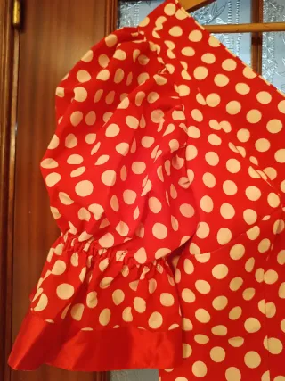 Vestido Flamenca Rojo Lunares Blancos