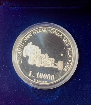 Moneta Argento 10000 Lire Ferrari 1988 Proof
