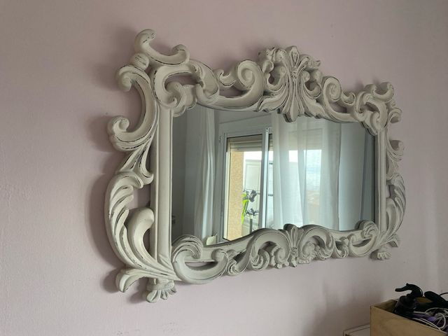 Espejo Decorativo Estilo Barroco Blanco Premià