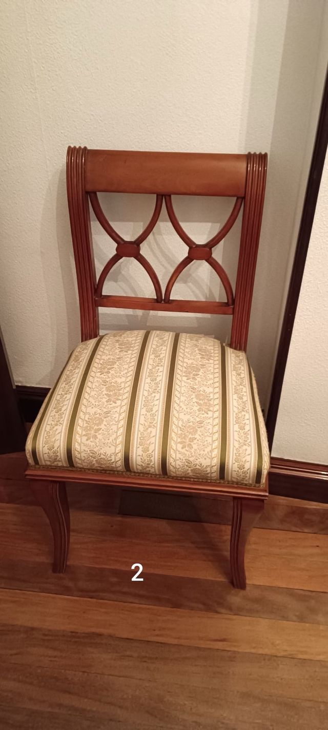 Sillas comedor clásicas madera y tela