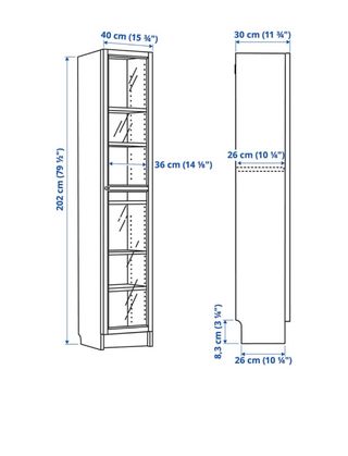 Estantería y vitrina de madera y cristal