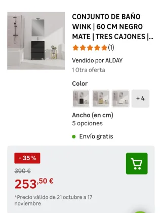 Mueble de baño WINK 60cm Negro Mate SOLO MUEBLE