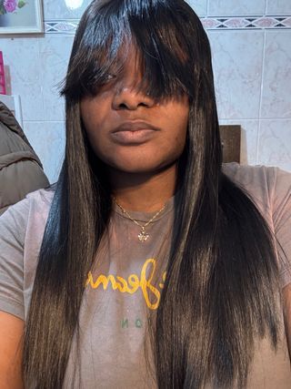 Peluca Pelo Humano Natural Negra