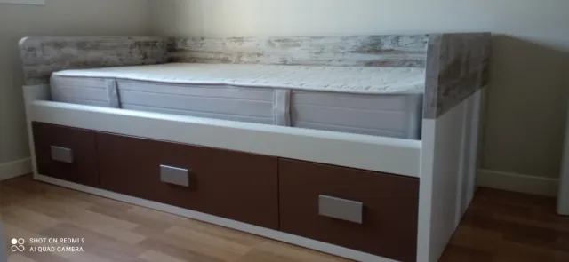 Cama nido 90x190 cm, sommier de laminas y colchón