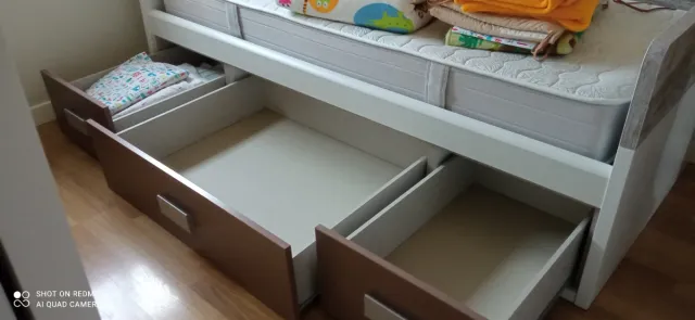 Cama nido 90x190 cm, sommier de laminas y colchón