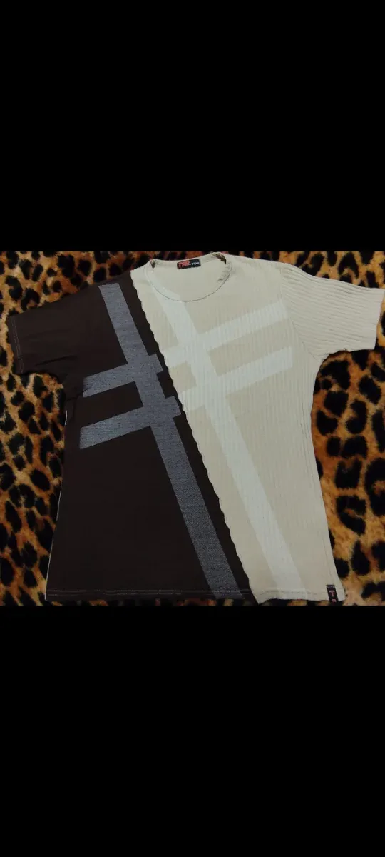 Camiseta Hombre, Beige y Marrón ( Talla L)