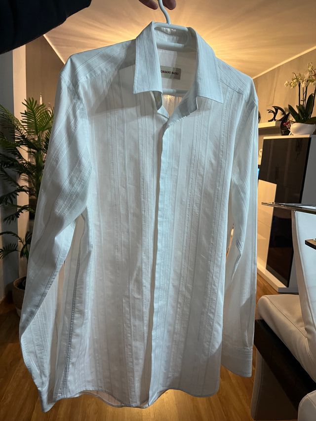 Camisa GIORDANO BASSO blanca hombre