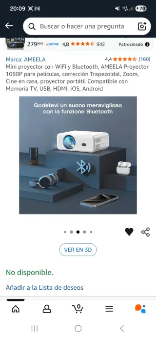 Proyector LED AMEELA Negro