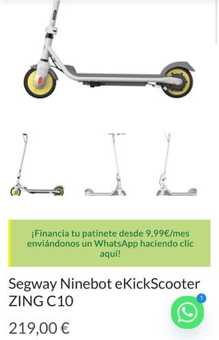 Patinete Eléctrico Infantil Segway.