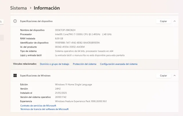 Portátil Sony Vaio - i7 5500U - 8GB RAM