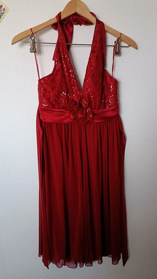 Vestido de fiesta burdeos con lentejuelas