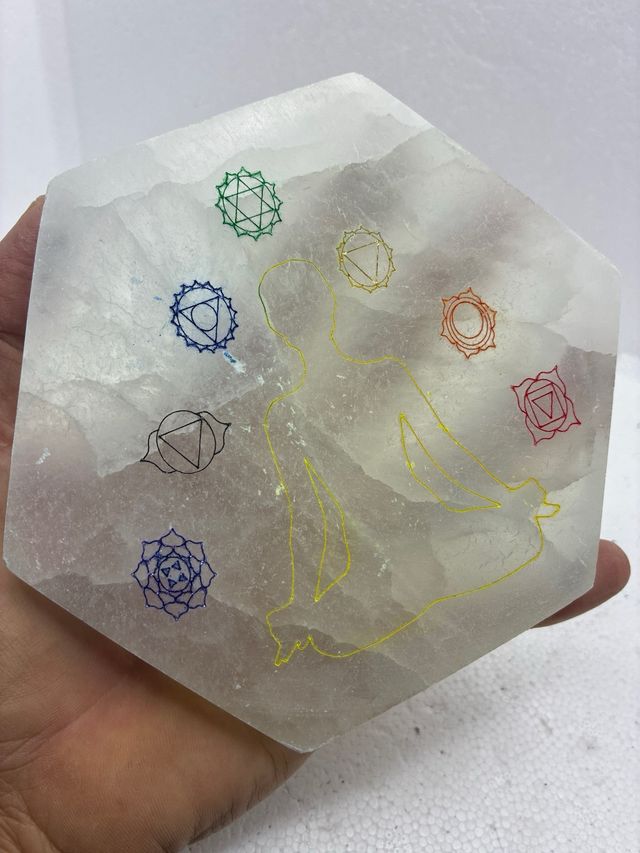 Placca Selenite Chakras Meditazione