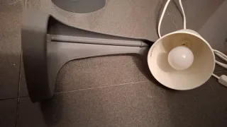 2 Lámparas Mesita Noche Tela Gris