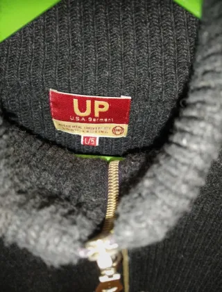 Chaqueta lana cremallera hombre gris y rojo