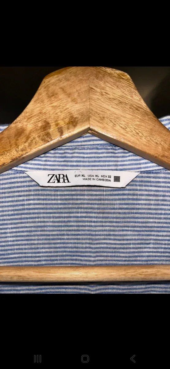 Camisa Zara Rayas Azul Talla XL