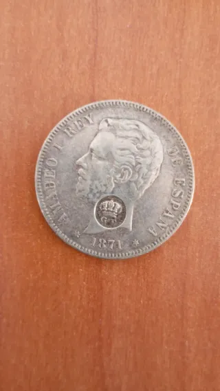 Moneda Plata Rey Amadeo I 1871