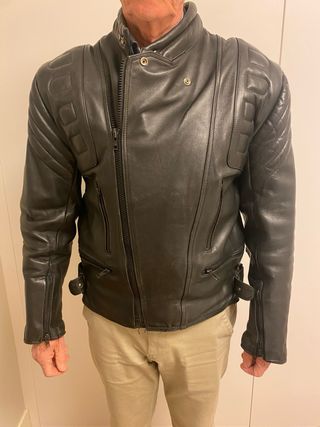 Chaqueta de piel para moto hombre
