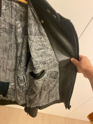 Chaqueta de piel para moto hombre