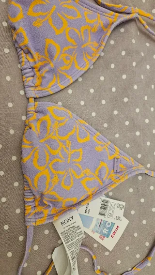 Bikini Roxy flores morado y amarillo
