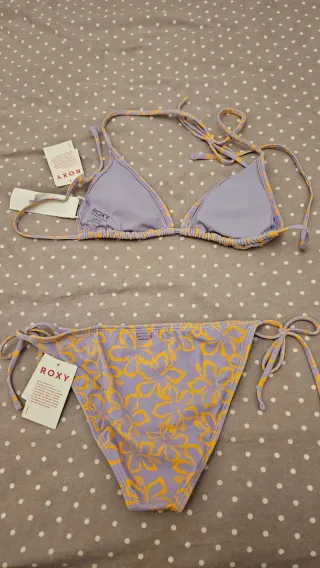 Bikini Roxy flores morado y amarillo
