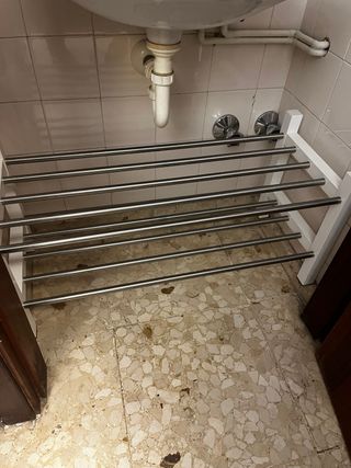 Zapatero Metálico Blanco y Plateado