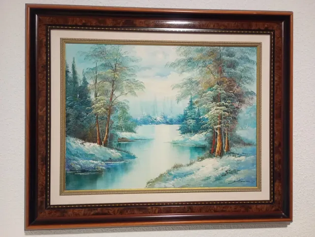 Cuadro vintage paisaje invierno